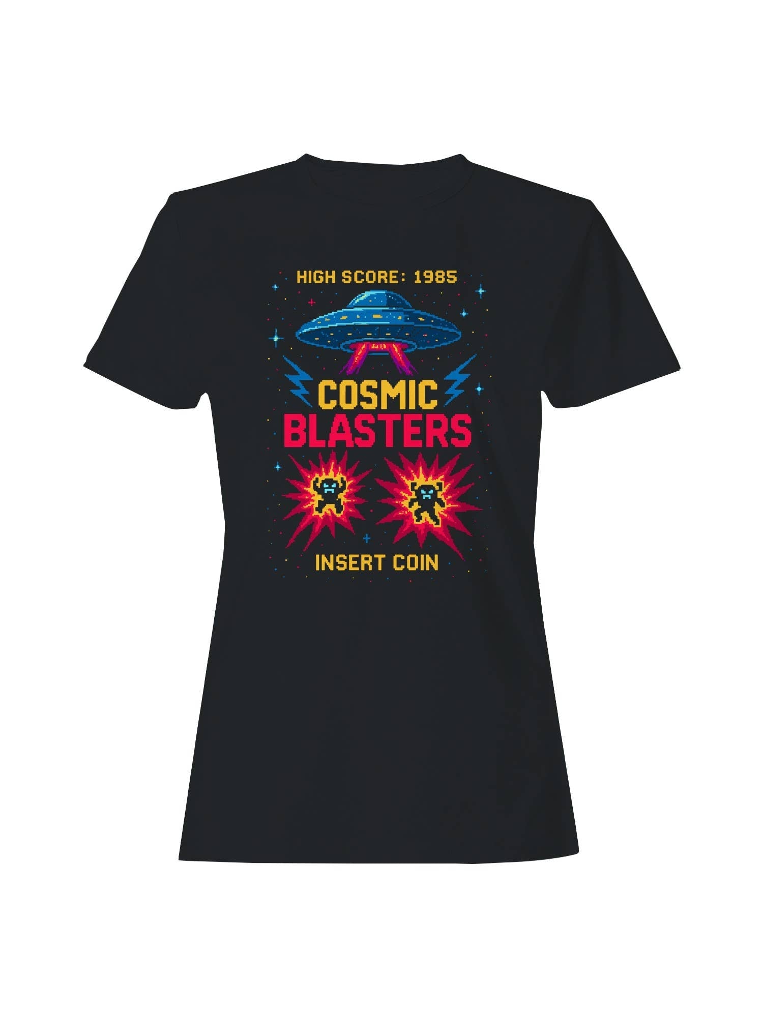 Cosmic Blasters Retro Arcade Art Women's T-Shirt