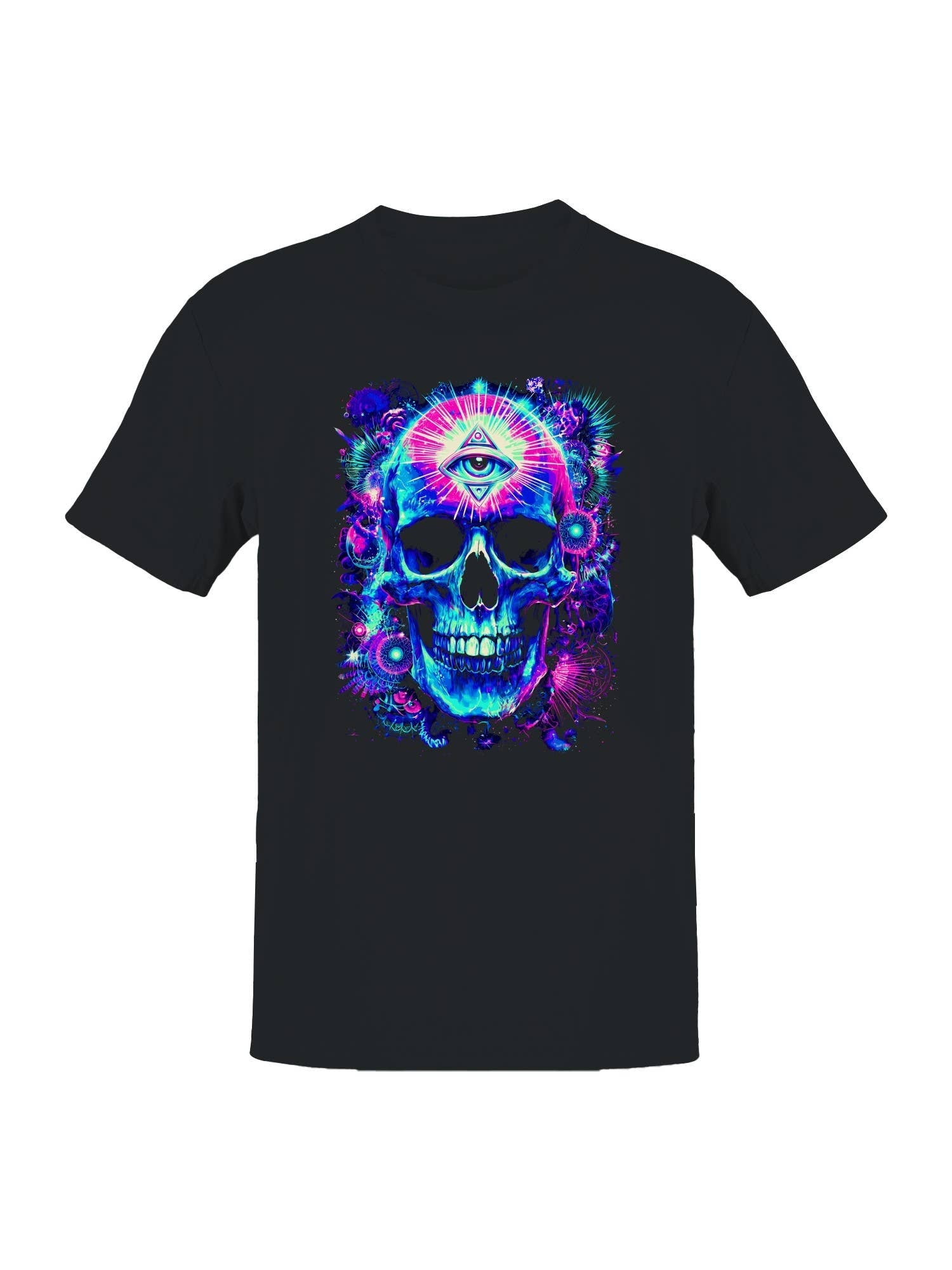 Cosmic Vision Vibrant Skull Art Men's T-Shirt