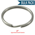 Heavy Duty Split Key Ring Nickel Plated 2 Inch Diameter (USA)-Bulk Pack of 50