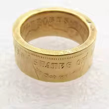 US 1878 Morgan Dollar Gold Plated 'Eagle' Copy Decorate Coin Ring Handmade In Sizes 8-16