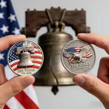 New Arrival 250 Years USA 250th Anniversary 3D Gold Plated Challenge Coin Liberty Bell Eagle High Quality Collectible Gift