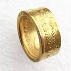 US 1878 Morgan Dollar Gold Plated 'Eagle' Copy Decorate Coin Ring Handmade In Sizes 8-16