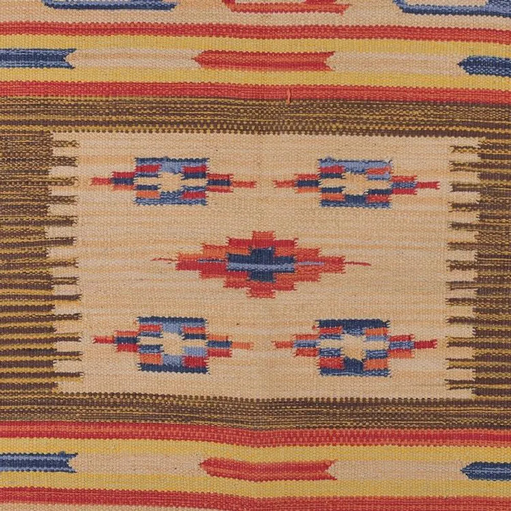 Classic Handloomed 100 Cotton Fringed Dhurrie Rug 2x3 'Echoes of Tradition'