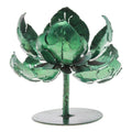 Green Lotus-Themed Iron Tealight Candleholder from Thailand 'Vitality Lotus'