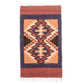 Handloomed Acrylic Geometric Area Rug in Brown 2.5x4.5 'Ancestral Diamonds'