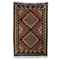 Handmade Diamond-Patterned Wool Area Rug in Warm Hues 3x5 'Classic Manor'