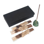 Buddha-Themed Green Ceramic Incense Set with 18 Sticks 'Green Vesak Celebration'