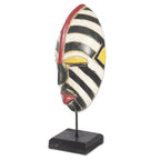 Striped African Sese Wood Mask with Stand 'Zebra Visage'