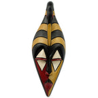 Ghana Wood Mask Hand Carved Multicolor 'Yamha Dove'