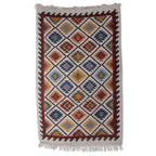 Diamond-Patterned Handloomed Wool Area Rug 3x5 'Starry Kaleidoscope'