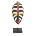 Striped African Sese Wood Mask with Stand 'Zebra Visage'