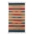 Folk Art Geometric Dhurrie Rug Hand-Woven in Cotton 2x4 'Rainbow Fantasy'