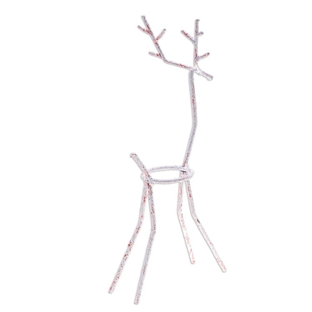 Handcrafted Iron Reindeer Tealight Holder in White and Red 'Winter Reindeer in Red'