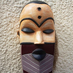 Artisan Made African Sese Wood and Raffia Mask 'Pende Personage'