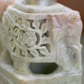 Animal Themed Candle Holder Soapstone Elephant Pair Set 'Floral Elephants'