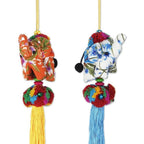 Set of 4 Multicolor Thai Elephant Ornaments Crafted by Hand 'Happy Lanna Elephants'