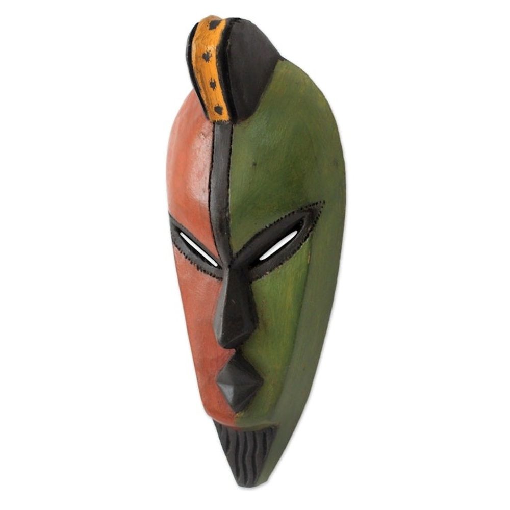 Hand Carved and Painted African Mask from Ghana 'Desire for Peace'
