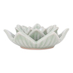 Celadon Ceramic Green Candle Holder Handmade in Thailand 'Lotus Flower in Green'