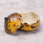 Andean Artisan Crafted Dried Mate Gourd Cat Box 'Andean Feline'