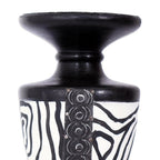 Wood Candle Holder with Embossed Aluminum Accents from Ghana 'African Wilderness'