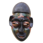 Multicolored African Wood Mask Crafted in Ghana 'Colorful Ewe'