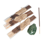 Buddha-Themed Green Ceramic Incense Set with 18 Sticks 'Green Vesak Celebration'