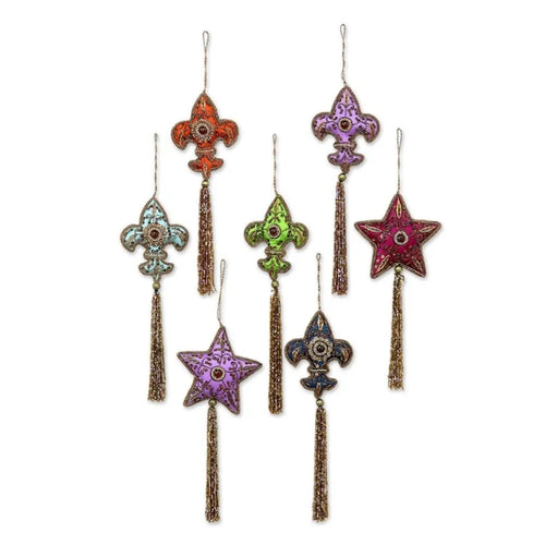 Beaded ornaments Set of 7 'Happy Holiday'