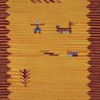Folk Art-Inspired 2x6 100 Cotton Fringed Dhurrie Runner Rug 'Pastoral Harmony'