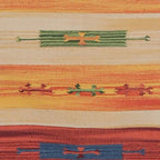 Artisan-Made 2x5 Striped 100 Cotton Fringed Dhurrie Rug 'Sunset Feelings'