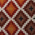 Handloomed Diamond-Patterned Alabaster and Black Wool Rug 'Paradise Enchantment'