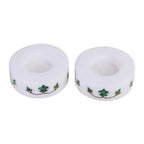 Round Marble Tealight Holder with Green Blooming Buds Pair 'Floral Symmetry in Green'