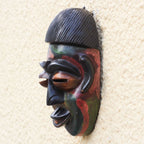 Multicolored African Wood Mask Crafted in Ghana 'Colorful Ewe'