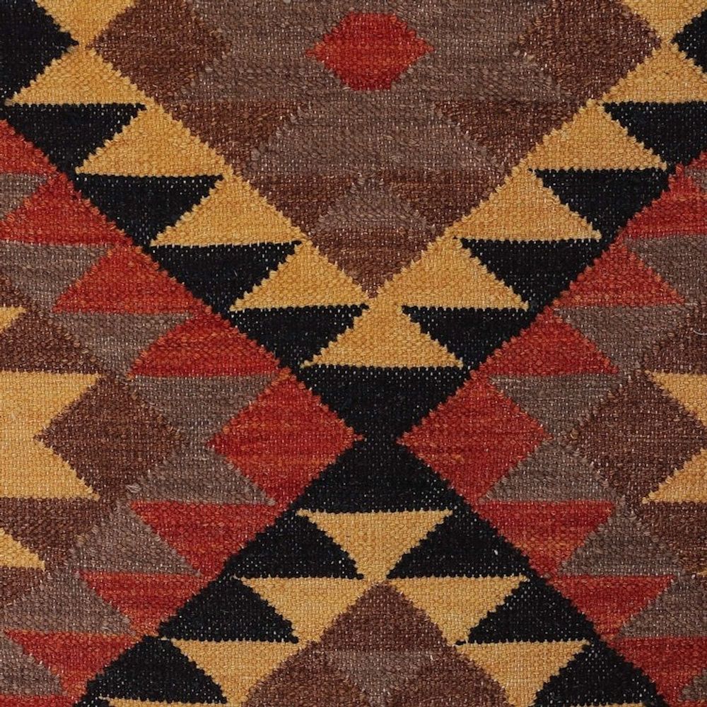Handmade Diamond-Patterned Wool Area Rug in Warm Hues 3x5 'Classic Manor'
