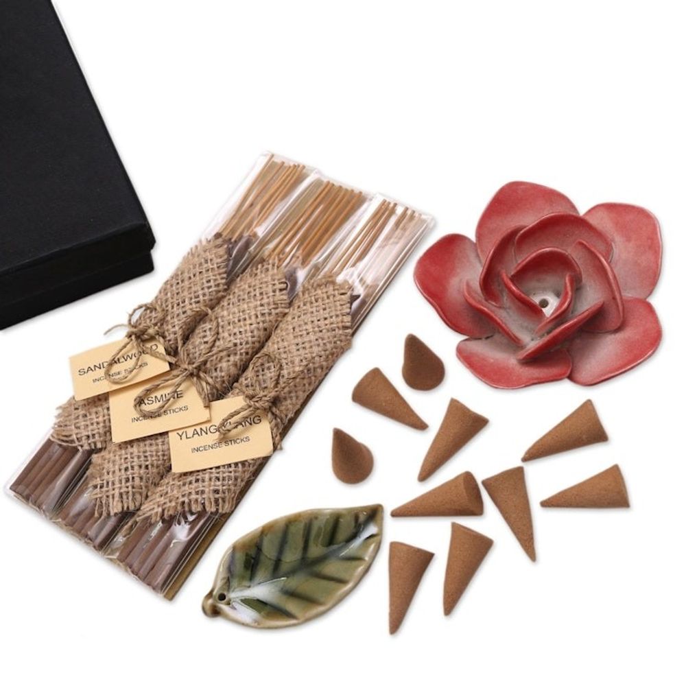 Boxed Aromatherapy Incense Gift Set 'Red Rose'