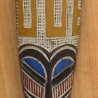 Colorful Hand Carved Adinkra Symbol African Mask 'Adaptability'