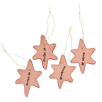 Set of 4 Handcrafted Ceramic Talavera Star Ornaments in Red 'Floral Sunrise'