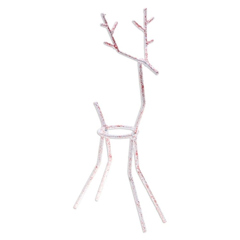 Handcrafted Iron Reindeer Tealight Holder in White and Red 'Winter Reindeer in Red'