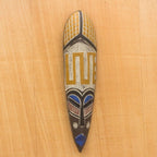 Colorful Hand Carved Adinkra Symbol African Mask 'Adaptability'