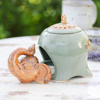 Crackled Elephant-Themed Green Ceramic Oil Warmer 'The Giant's Green Palace'