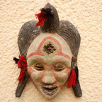 Hand Beaded Congo Zaire Wood Mask 'River Goddess'
