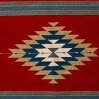Artisan-Made Zapotec-Themed Russet and Blue Wool Rug 2.5x4 'Russet Gem'