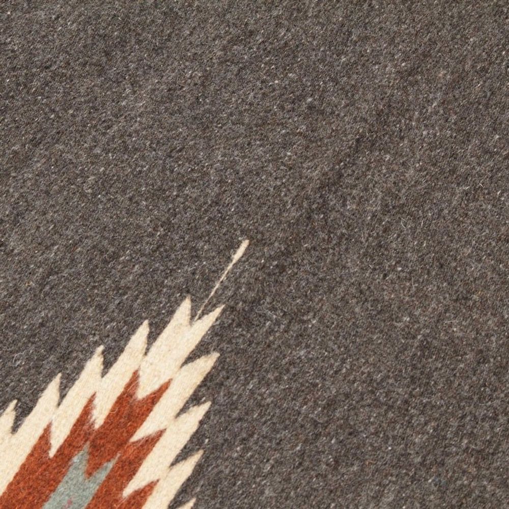 Handwoven Geometric Dark Grey Zapotec Wool Runner 2x6 'Grey Gleams'