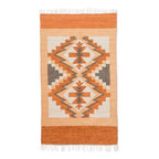 Handloomed Acrylic Geometric Area Rug in Orange 2.5x4.5 'Celestial Diamonds'