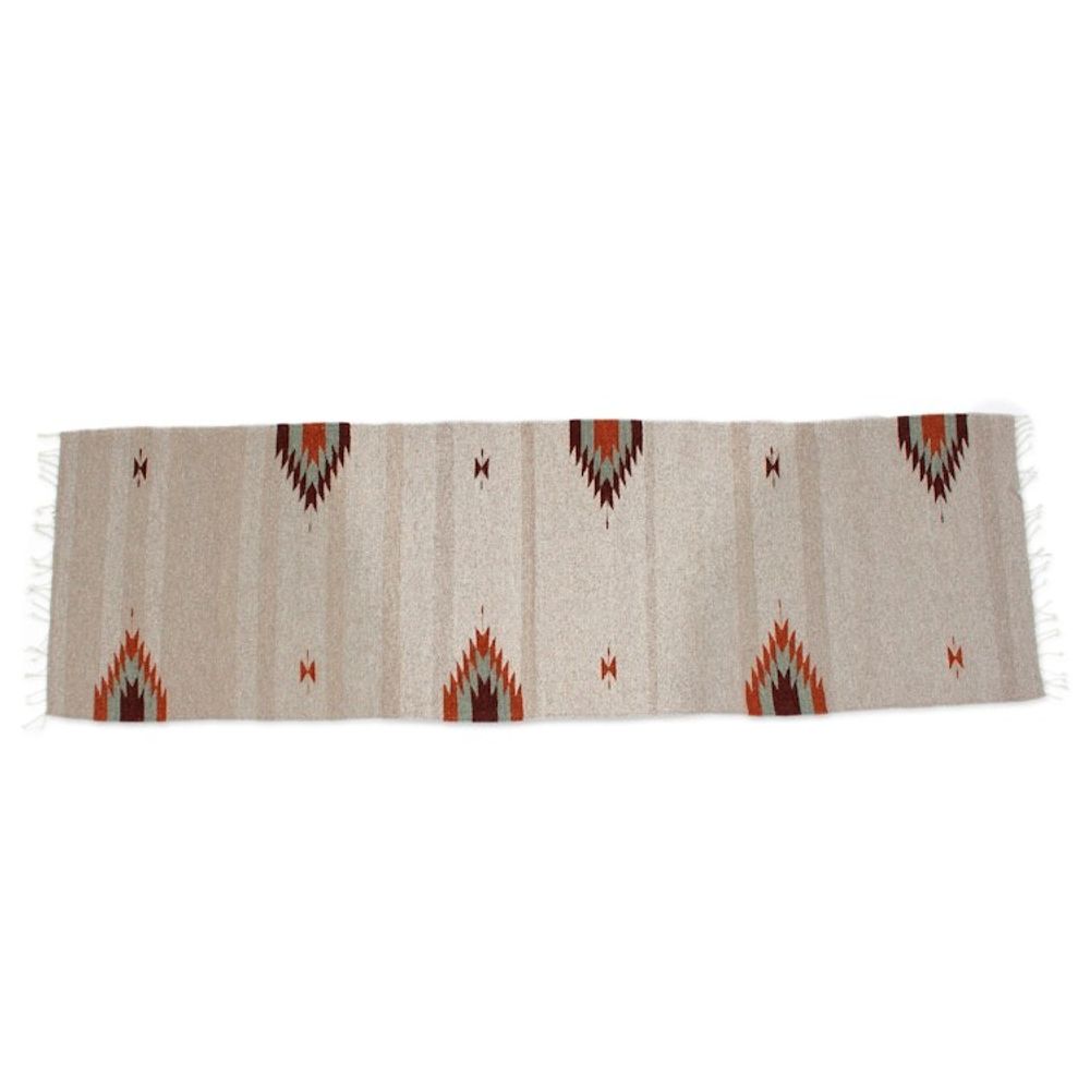 Handwoven Geometric Grey and Brown Zapotec Wool Runner 2x6 'Chocolate Gleams'
