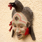 Hand Beaded Congo Zaire Wood Mask 'River Goddess'
