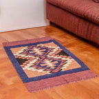 Handloomed Acrylic Geometric Area Rug in Brown 2.5x4.5 'Ancestral Diamonds'