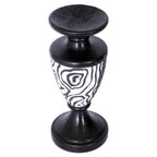 Wood Candle Holder with Embossed Aluminum Accents from Ghana 'African Wilderness'