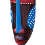 Hand-Painted African Wood Mask in Brown Blue Yellow Red 'Chief Linguist'