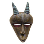 Gold-Tone African Wood Goat Mask from Ghana 'Golden Goat'