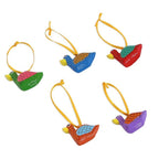 Painted Wood Alebrije Duck Ornaments Set of 5 from Mexico 'Sweet Ducks'